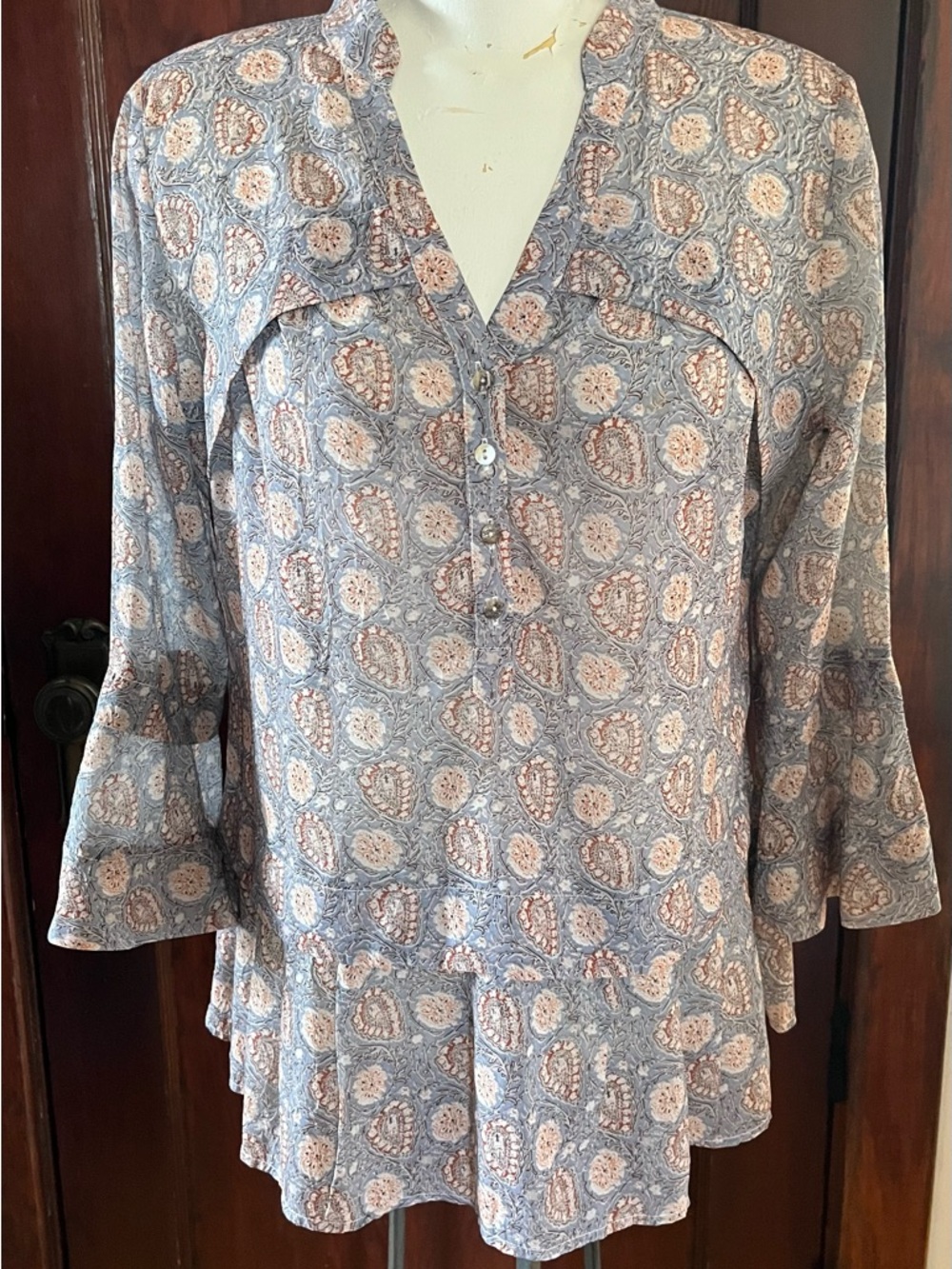 Scope Womens Patterned  Button-Front Blouse - Size 12